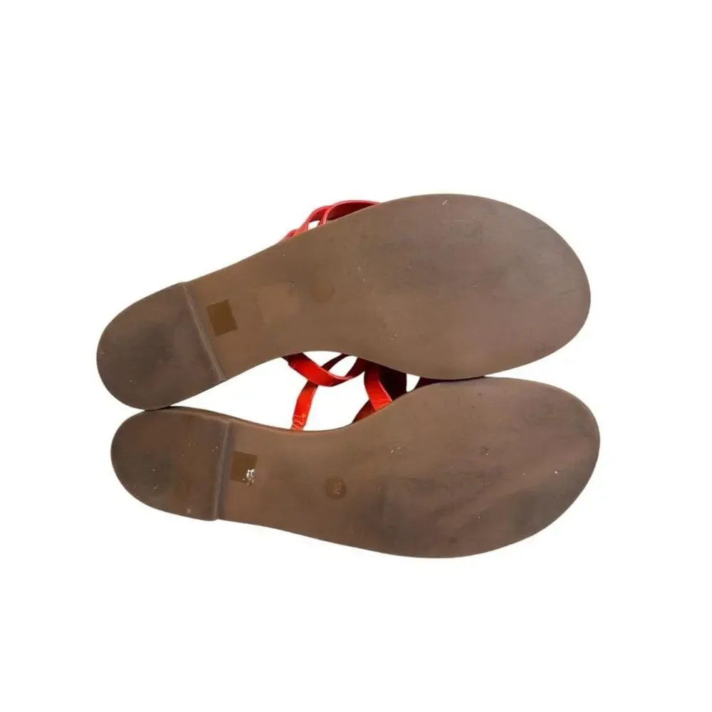Tory Burch Patos Flat Red Leather Slide Sandal Women size 10
